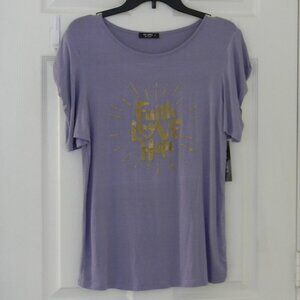 Ava James Purple Puff Tulip Sleeve Tee Faith Love Hope Sz. S NWT